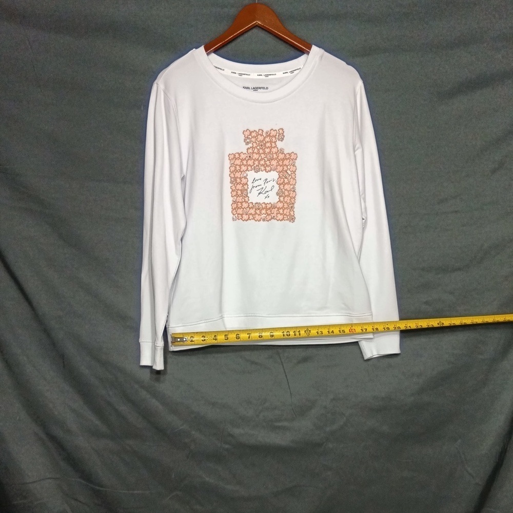 Karl lagerfield White Sweatshirt with Floral Perfum brand new w out tags size M - Picture 4 of 13
